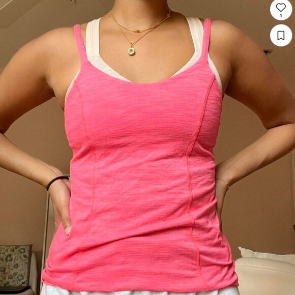 Lululemon EUC double layer hot pink tank with built in bra size 4 - Picture 1 of 7